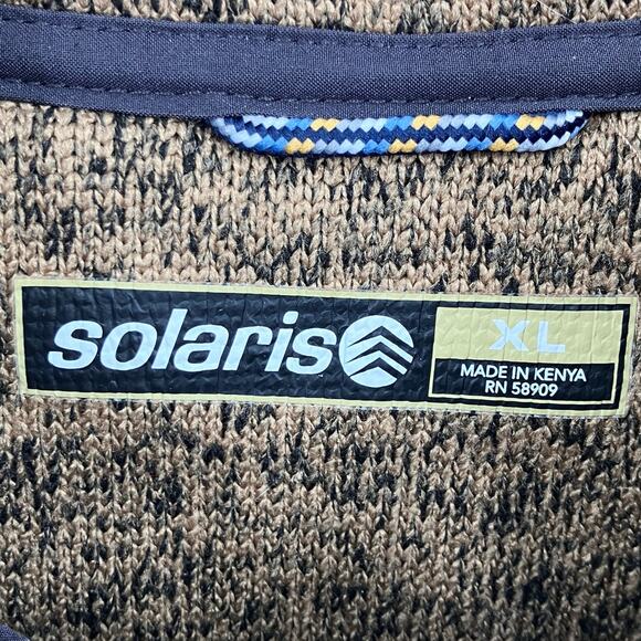Solaris Brown Black Marbled Long Sleeve 3 Snap Pullover Pocket Sweatshirt Top - Picture 2 of 8